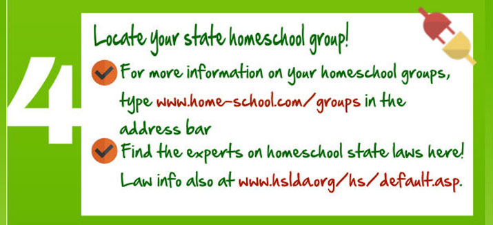Locate your state homeschool group! Also find the experts on homeschool state laws.